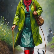 A Stroll In The Rain Cross Stitch Pattern