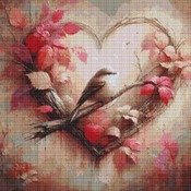 Bird On A Heart Cross Stitch Pattern