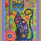 Blue Cat Cross Stitch Pattern