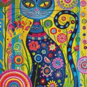 Blue Cat Cross Stitch Pattern