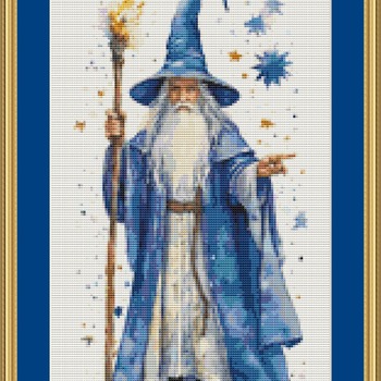 Blue Wizard Cross Stitch Pattern