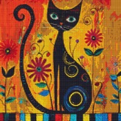 Cat In The Flowers Cross Stitch Pattern