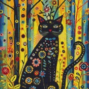 Cat In The Forest Cross Stitch Pattern