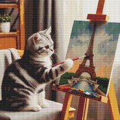 Cat Painter 1 Cross Stitch Pattern