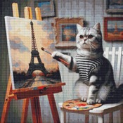 Cat Painter 2 Cross Stitch Pattern