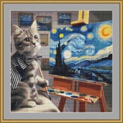 Cat Painter 3 Cross Stitch Pattern