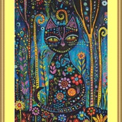 Cat With The Flowers Cross Stitch Pattern