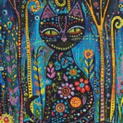 Cat With The Flowers Cross Stitch Pattern