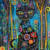 Cat With The Flowers Cross Stitch Pattern