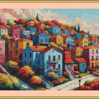 Colourful Street Cross Stitch Pattern