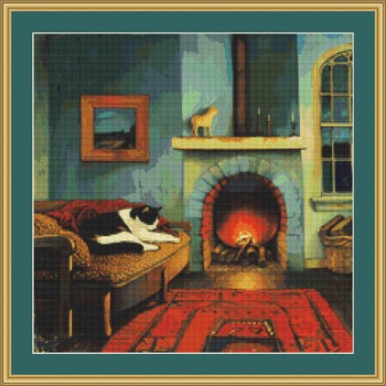 Cosy Fireplace Cross Stitch Pattern