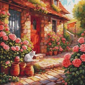 Cottage Cat Cross Stitch Pattern