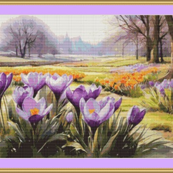 Crocuses Cross Stitch Pattern