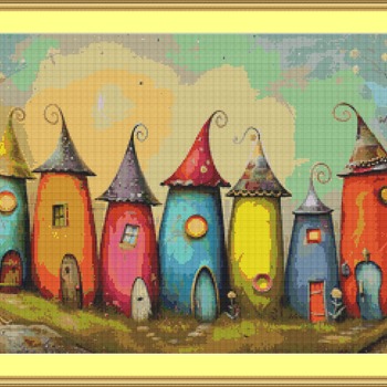 Fairytale Houses Cross Stitch Pattern