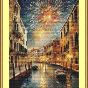 Fireworks In Venice Cross Stitch Pattern