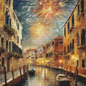 Fireworks In Venice Cross Stitch Pattern