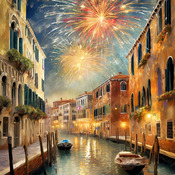 Fireworks In Venice Cross Stitch Pattern