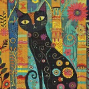 Floral Cat Cross Stitch Pattern