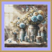 Flowers And Butterflies Cross Stitch Pattern