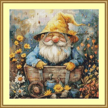 Garden Gnome 3 Cross Stitch Pattern