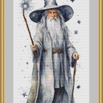 Grey Wizard Cross Stitch Pattern