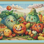 Happy Fruit And Vegetables Cross Stitch Pattern