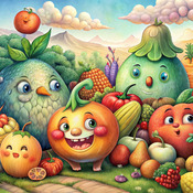 Happy Fruit And Vegetables Cross Stitch Pattern