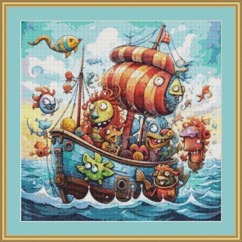 Happy Ship Cross Stitch Pattern