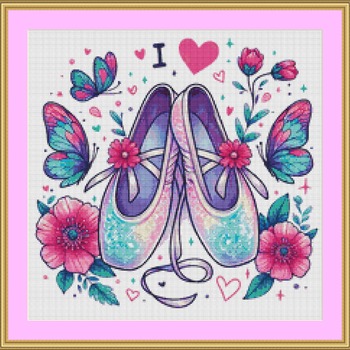 I Love Ballet Cross Stitch Pattern