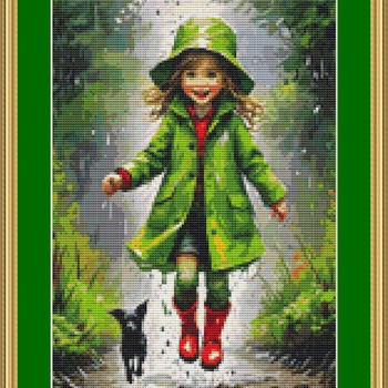 Jumping In The Puddles Cross Stitch Pattern