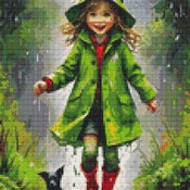 Jumping In The Puddles Cross Stitch Pattern