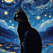 Night Cat Cross Stitch Pattern