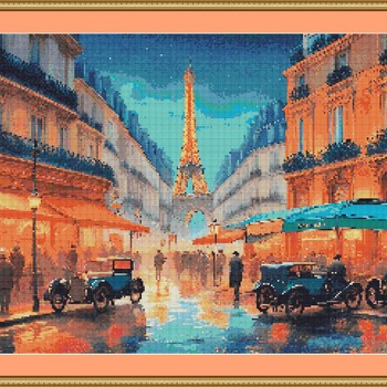 Old Paris Street Cross Stitch Pattern