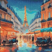 Old Paris Street Cross Stitch Pattern