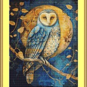 Owl And The Moon Cross Stitch Pattern