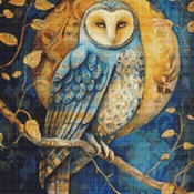 Owl And The Moon Cross Stitch Pattern