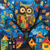 Owl In A Tree Cross Stitch Pattern