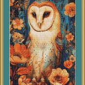 Owl In The Flowers Cross Stitch Pattern