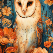 Owl In The Flowers Cross Stitch Pattern