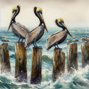 Pelicans And Seagulls Cross Stitch Pattern