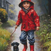 Playing In The Rain Cross Stitch Pattern