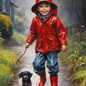 Playing In The Rain Cross Stitch Pattern