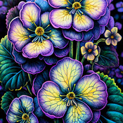 Purple Pansies Cross Stitch Pattern