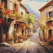 Quaint Village Street Cross Stitch Pattern