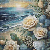 Shells And Roses Cross Stitch Pattern