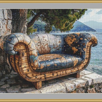 Sofa On The Terrace Cross Stitch Pattern