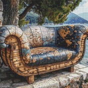 Sofa On The Terrace Cross Stitch Pattern