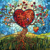 Stained Glass Heart Cross Stitch Pattern