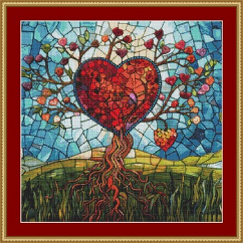 Stained Glass Heart Cross Stitch Pattern