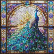 Stained Glass Peacock 1 Cross Stitch Pattern